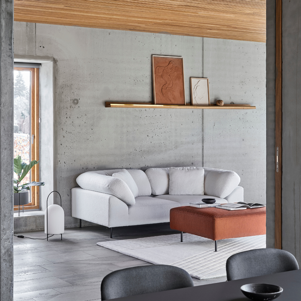 Collar Sofa by Woud in Barnum 24 Off white in a living room.