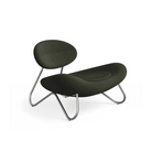 The Meadow Lounge Chair from Woud with pine fabric and brushed steel legs.