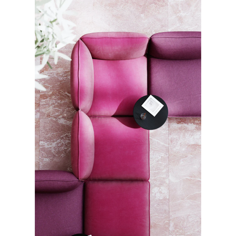 The Nakki Lobby Corner from Woud with a custom fabric in a hotel.