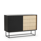 The Virka Sideboard (high) from Woud in black and oak.