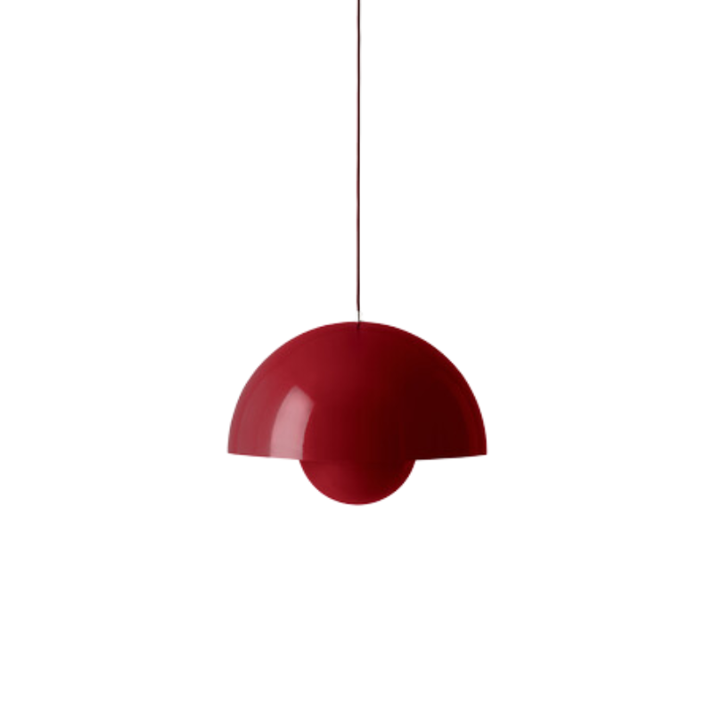 The Flowerpot VP2 Pendant Light from &Tradition in red vermillion.