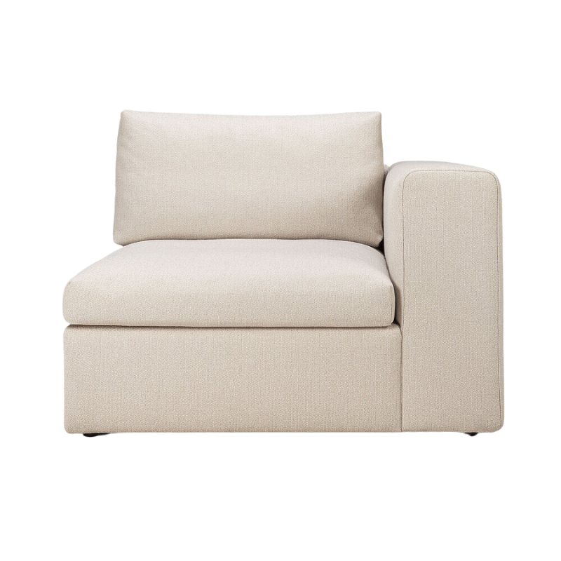 The left arm Mellow End Seater from Ethnicraft in off white fabric.