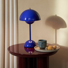 &Tradition VP9 Flowerpot Portable Table Lamp in coablt blue in living room