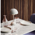 &Tradition VP9 Flowerpot Portable Table Lamp in matte grey on dining table