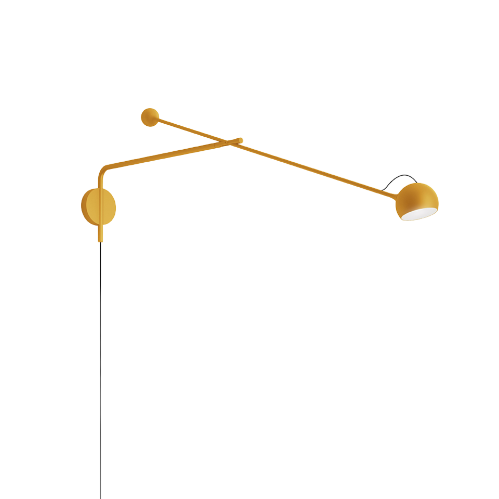 The yellow Ixa Arm Plug In Wall Sconce from Artemide.