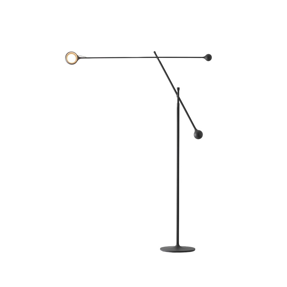 The anthracite gray Ixa Classic Floor Lamp from Artemide from the side.