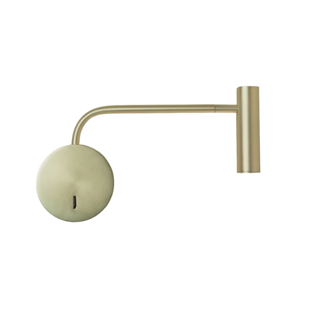 The matte gold Enna Wall LED from Astro Lighting showing the swivel feature of the light.