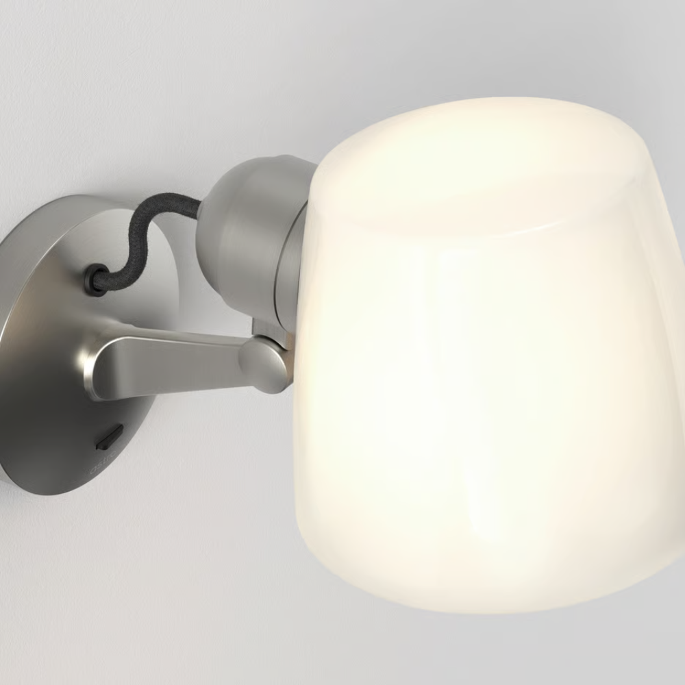 The matte nickel Imari Adjustable Wall Sconce from Astro Lighting close up.