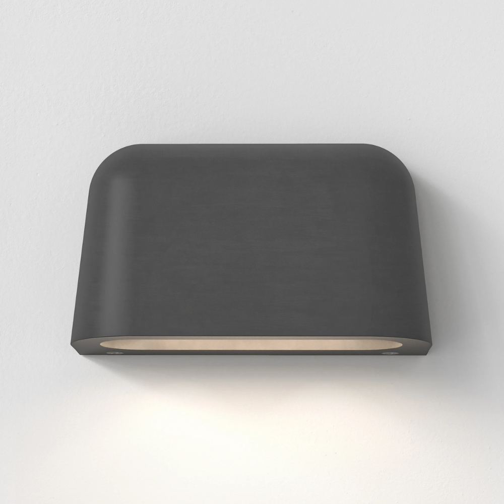 The Mast Twin Coastal Outdoor Wall Sconce by Astro Lighting in charcoal concrete from the front.