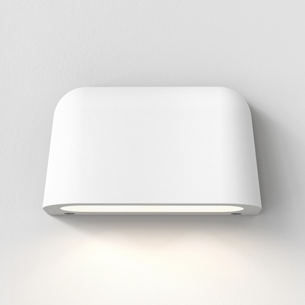The Mast Twin Coastal Outdoor Wall Sconce by Astro Lighting in white concrete from the front.