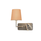 The matte nickel Side by Side USB Reading Light with oyster fabric Cone 160 Shade.