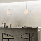 The small Veo Pendant from Astro Lighting in a dining and kitchen area.