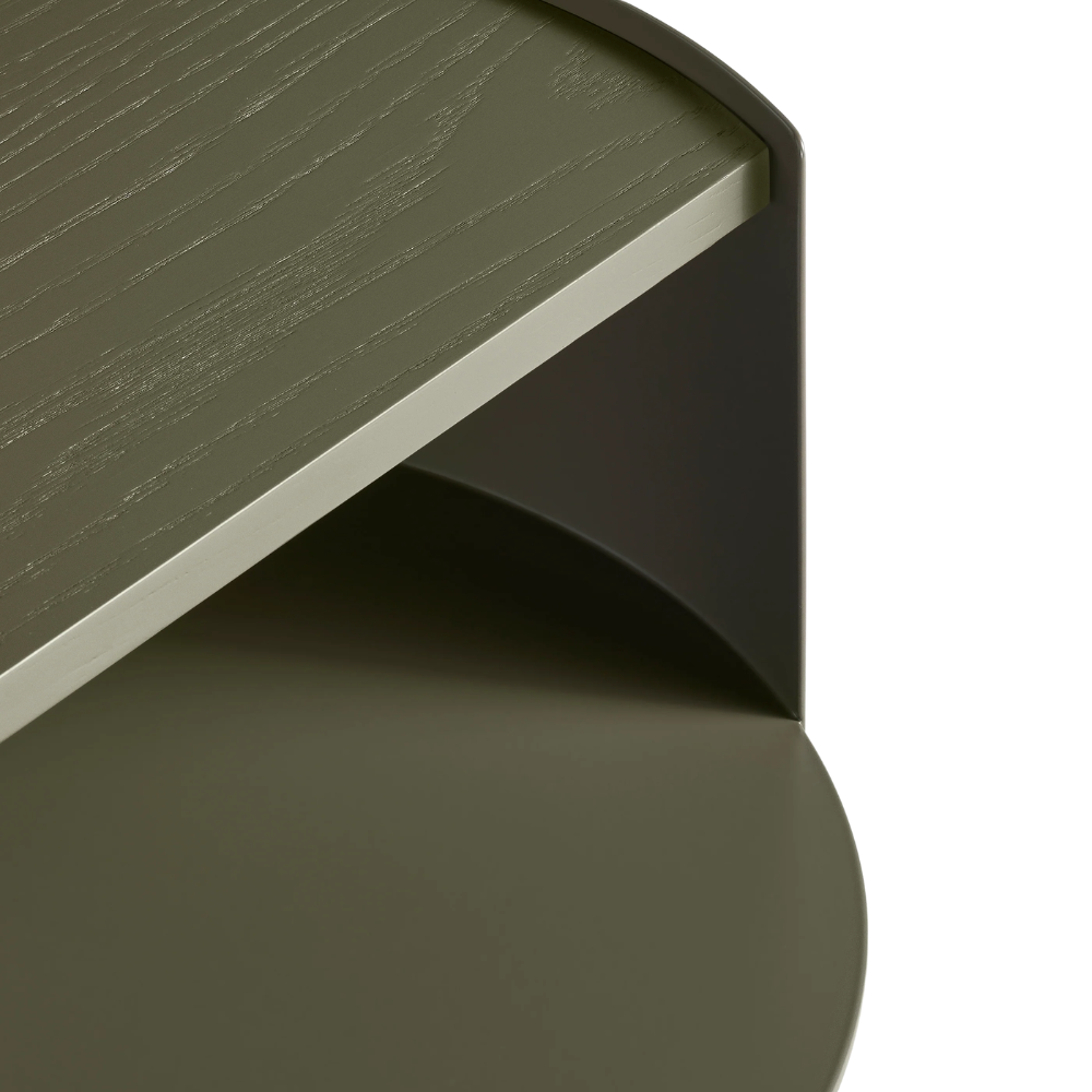 The top of the Li'l Something Side Table from Blu Dot in Dark Olive.