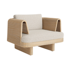 The sunbrella stucco Loophole Outdoor Lounge Chair from Bludot with an angle view.
