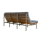 The sunbrella haze Perch Outdoor 3 Seat Sofa with charcoal frame by Bludot from the rear side.