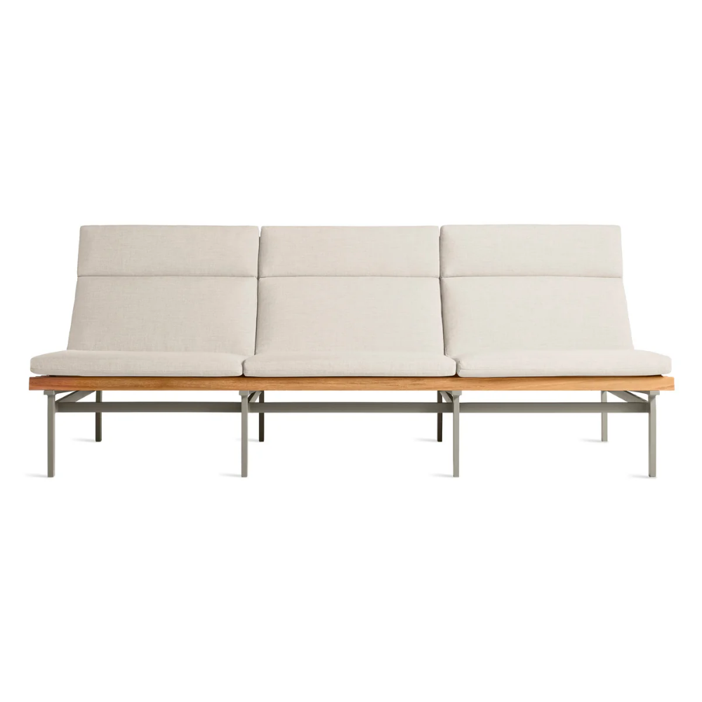 The sunbrella linen Perch Outdoor 3 Seat Sofa with charcoal frame from Bludot.