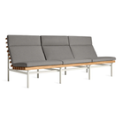The toohey charcoal Perch Outdoor 3 Seat Sofa with white frame from Bludot with side angle.