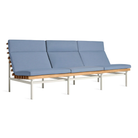 The sunbrella haze Perch Outdoor 3 Seat Sofa with white frame from Bludot with an angle.