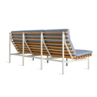 The sunbrella haze Perch Outdoor 3 Seat Sofa with white frame by Bludot from the rear side.