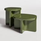 The olive Small Talk Side Table from Bludot with short and tall tables.