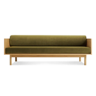 The Souvenir Sofa from Blu Dot with the loden green velvet upholstery and white oak frame.