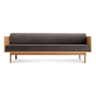 The Souvenir Sofa from Blu Dot with the storm velvet upholstery and white oak frame.
