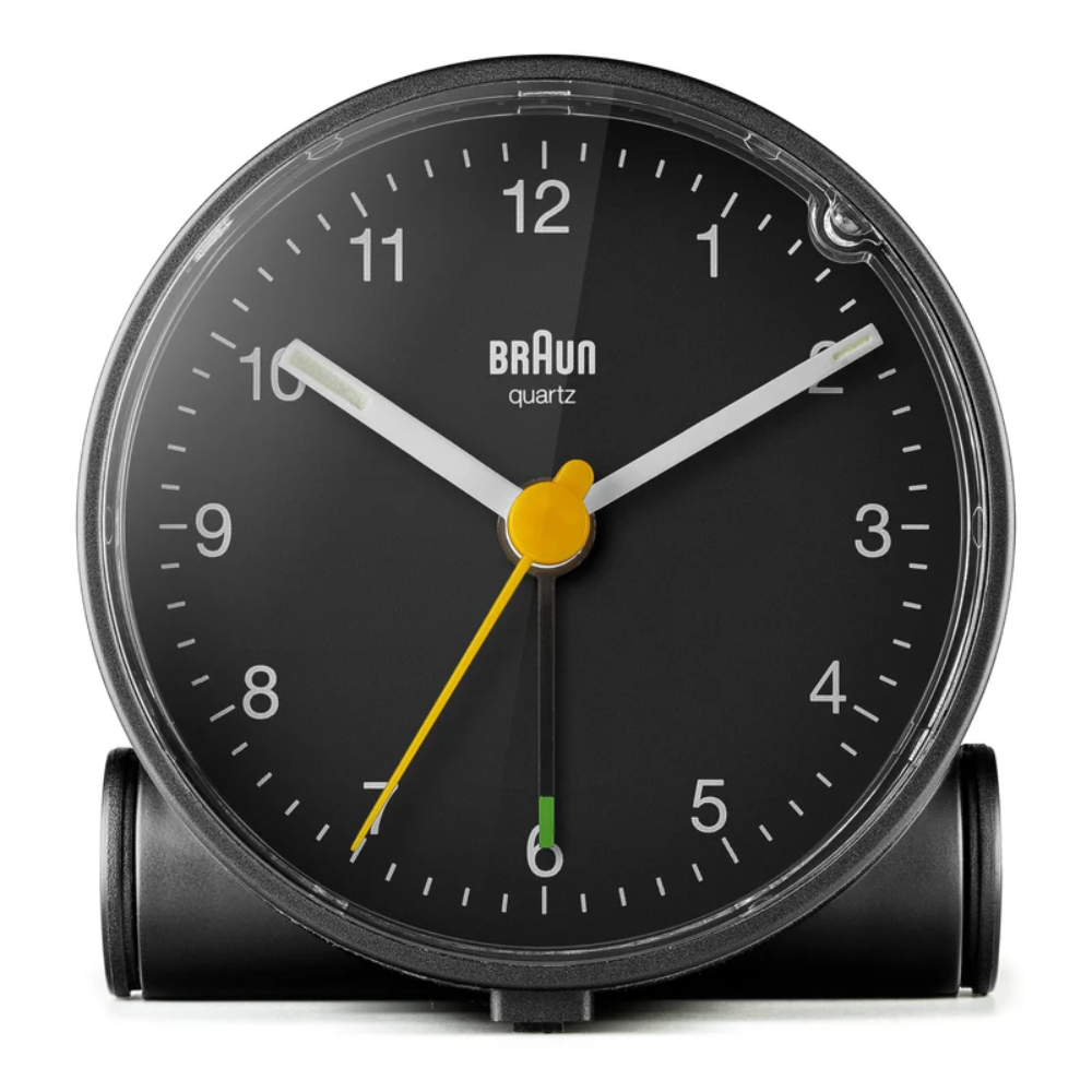 The black Round Alarm Clock BC01 from Braun.