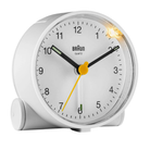 The white Round Alarm Clock BC01 from Braun with LED lighting.