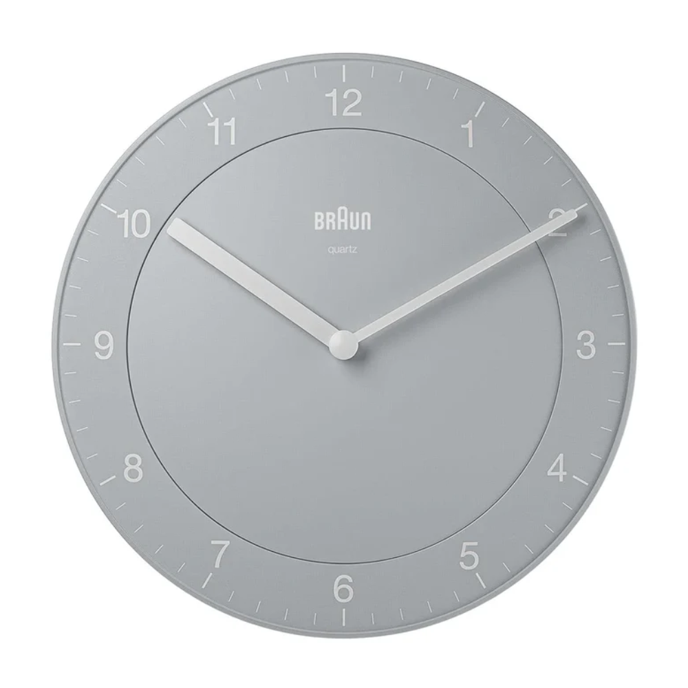 The gray BC06 Wall Clock from Braun.