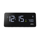 The BC21 Digital Clock/Wireless Charging Dock by Braun from a front view.