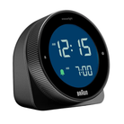 The black BC24 Alarm Clock from Braun with a blue display.