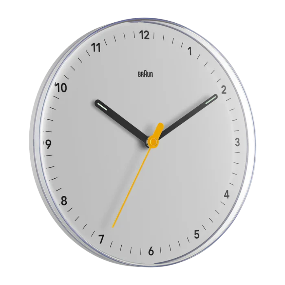 The white BC26 Wall Clock from Braun.