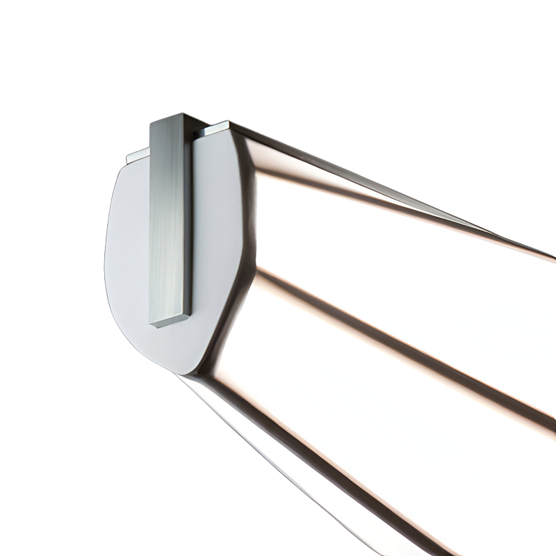 The Lenis Linear Pendant from Cerno in brushed aluminum in detail.