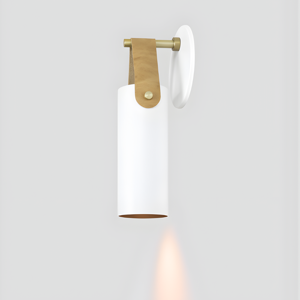 The white and tan Spero Wall Sconce from Cerno from the side.