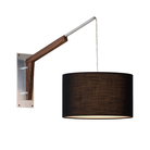 The Talea Wall Sconce Swing Arm from Cerno in Black Amaretto with brushed aluminum and walnut.