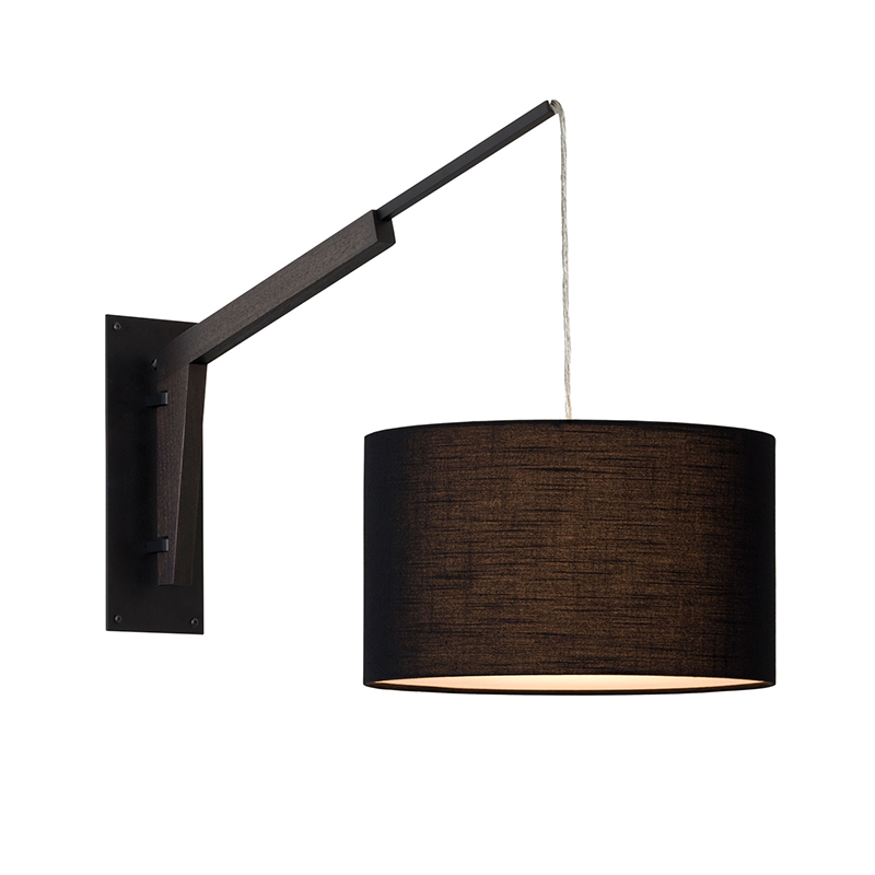 The Talea Wall Sconce Swing Arm from Cerno in Black Amaretto with textured black powder and dark stained walnut.