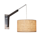 The Talea Wall Sconce Swing Arm from Cerno in Burlap with brushed aluminum and dark stained walnut.