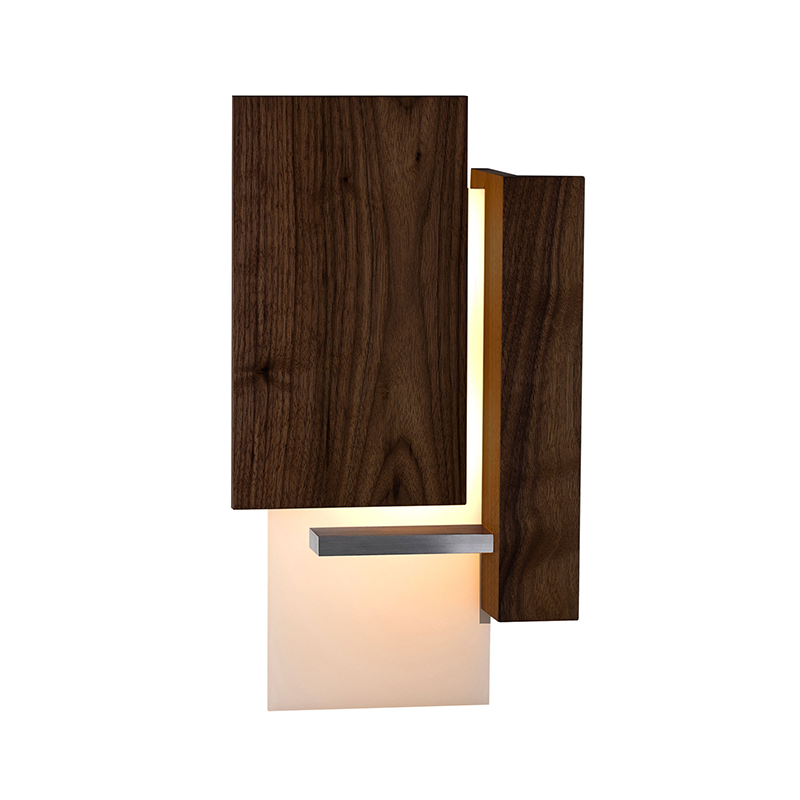 The Vesper Wall Sconce from Cerno in dark stained walnut.