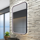 The Eminence Lighted Mirror from Electric Mirror in a lounge.