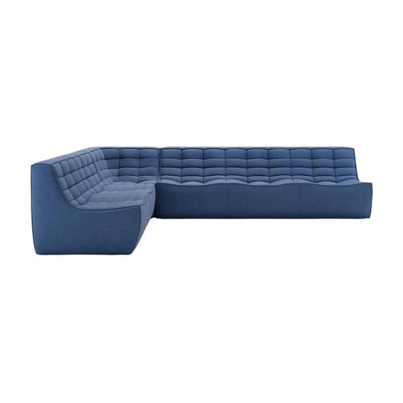 The N701 Modular Square Corner Sofa 2-3 Left from Ethnicraft in blue standard fabric.