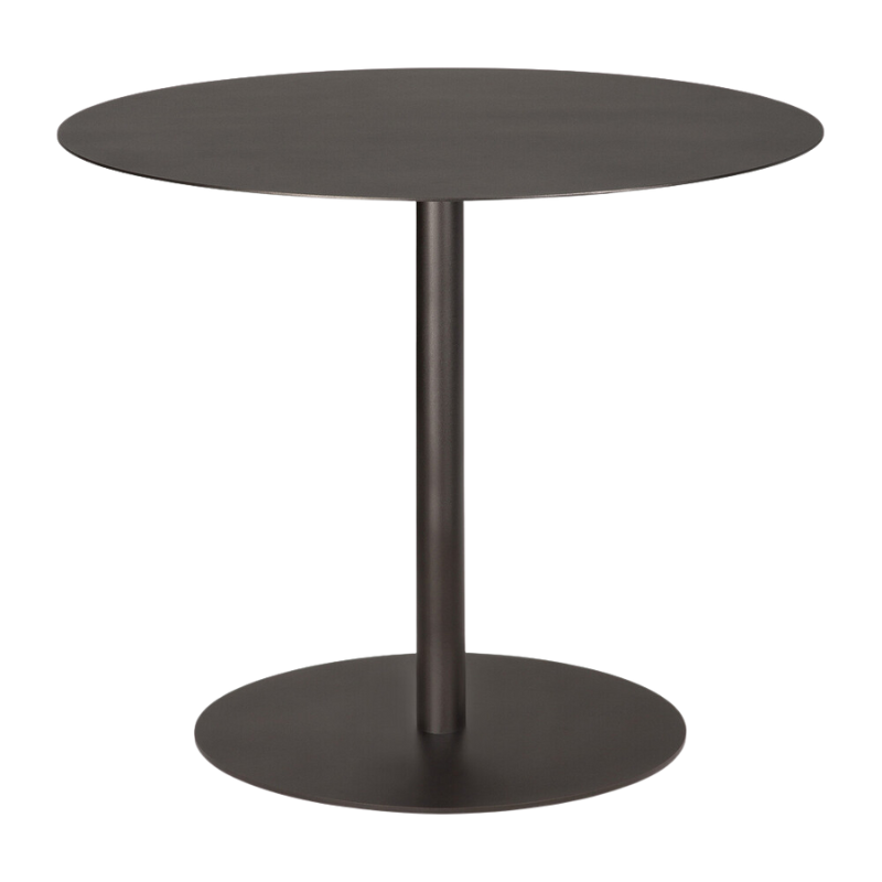 The Blend Dining Table from Ethnicraft in dark metal bronze front 35.5 inch