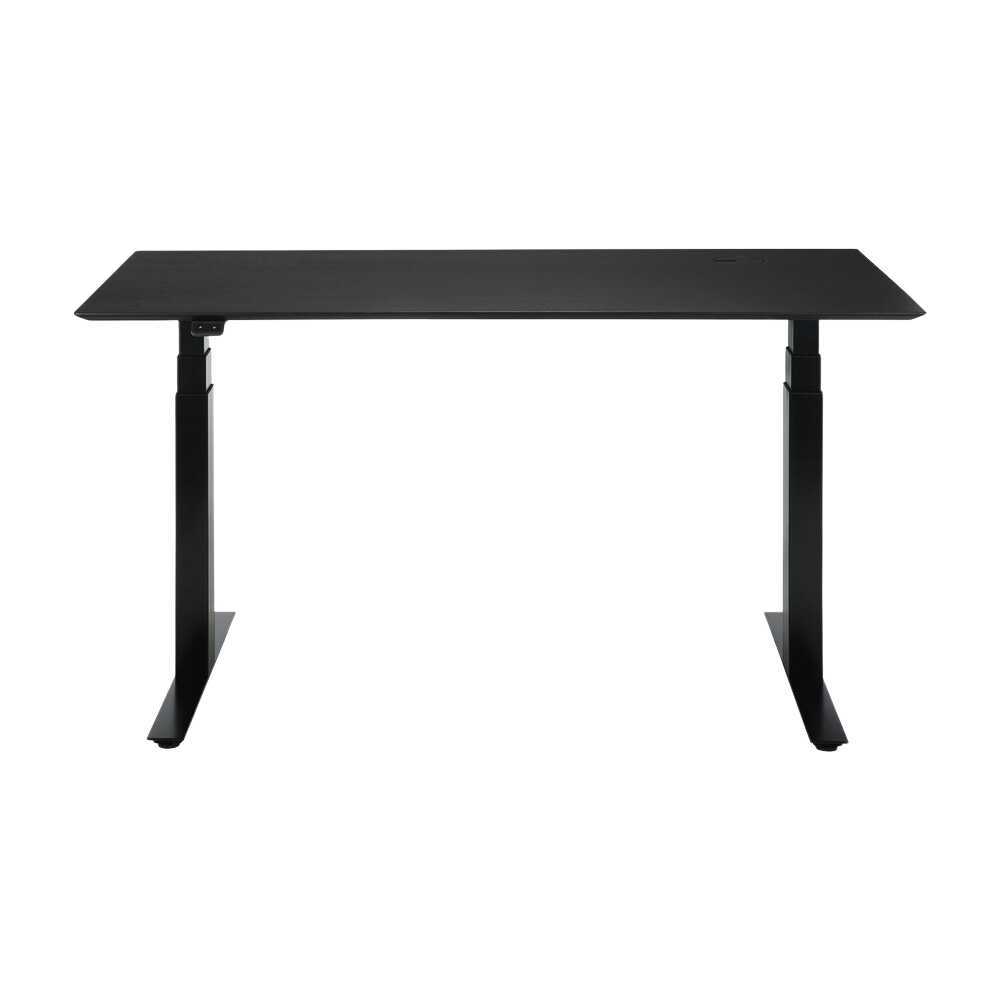 The Bok Adjustable Desk Black Oak 55 Inches with Black Legs from Ethnicraft.