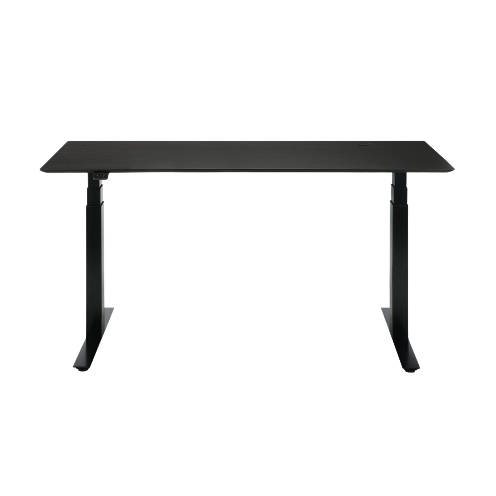 The Bok Adjustable Desk Black Oak 63 Inches with Black Legs from Ethnicraft.