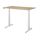 The Bok Adjustable Desk Oak 55 Inches with White Legs from Ethnicraft, extended up.