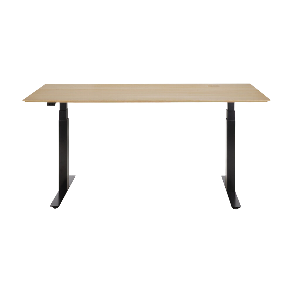 The Bok Adjustable Desk Oak 63 Inches with Black Legs from Ethnicraft.