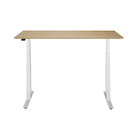 The Bok Adjustable Desk Oak 63 Inches with White Legs from Ethnicraft, extended up.
