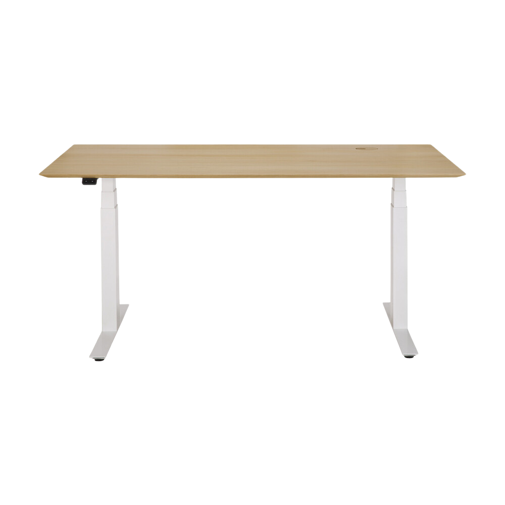 The Bok Adjustable Desk Oak 63 Inches with White Legs from Ethnicraft.