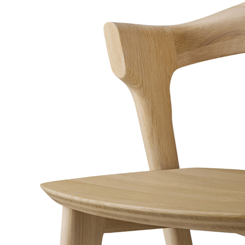 The Bok Counter Stool from Ethnicraft, seat and armrest close-up.