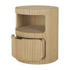 The Boomerang Drawer Unit Oak by Ethnicraft with the drawer opened.