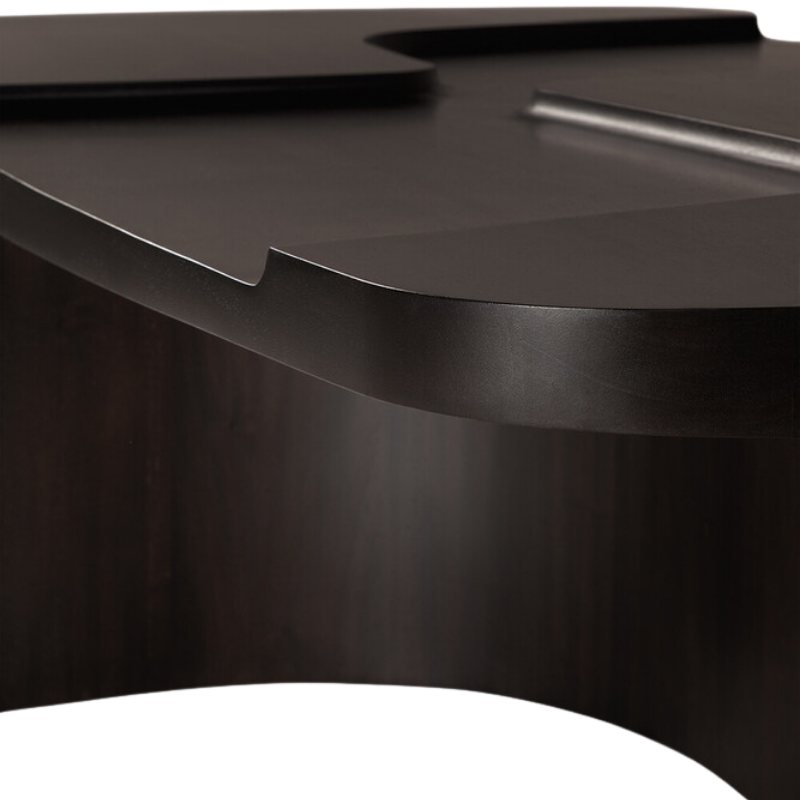 The Brutalist Rectangular Coffee Table by Ethnicraft from top edge close-up.